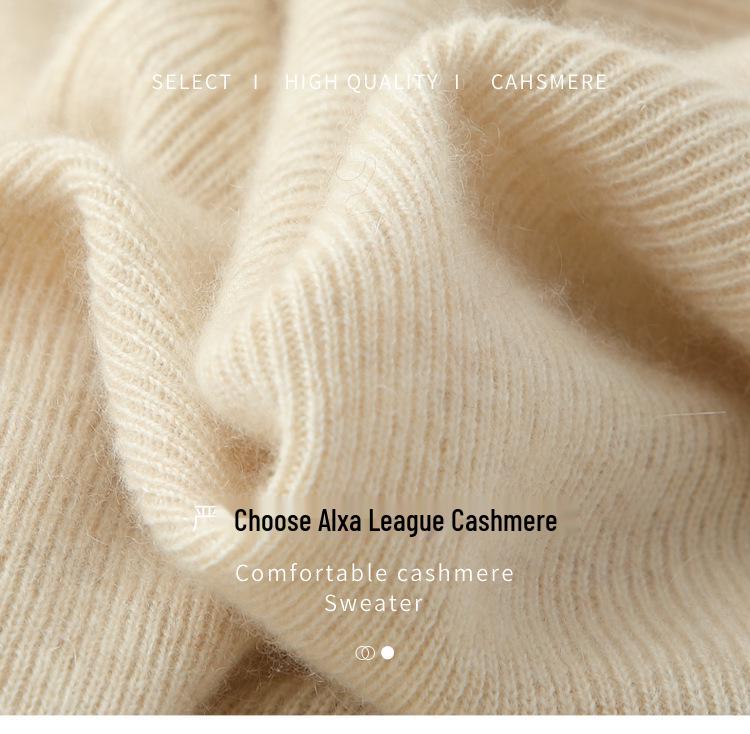 Women's 2024 Fall/Winter Cashmere Knit Base Layer: Long Sleeve, Warm, Slimming, Semi-High Neck, Versatile, Comfortable.