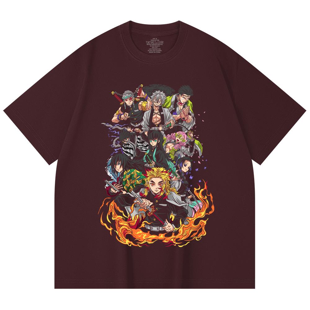 

230 Gsm 100% Cotton Demon Slayer V61 Hashiras Print Unisex Heavy Cotton T Shirt 2XL