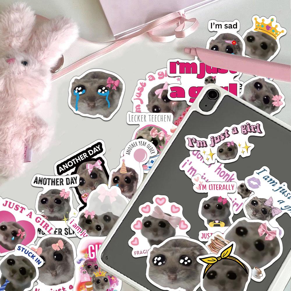 56-Piece Sad Hamster Meme Sticker Set for DIY Phone Cases & Laptops