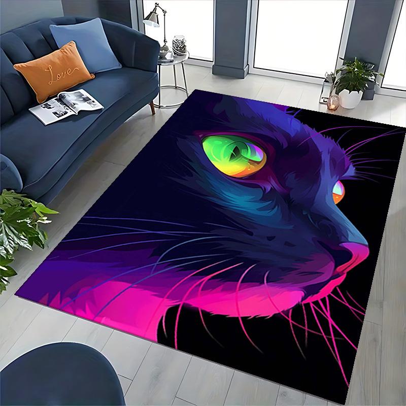 1pc Neon Cat Office Chair Mat - Festival Gift, Non-Slip Carpet for Home and Office Decor, Suitable for Gaming Room, Living Room, Bedroom, Seasonal Uni