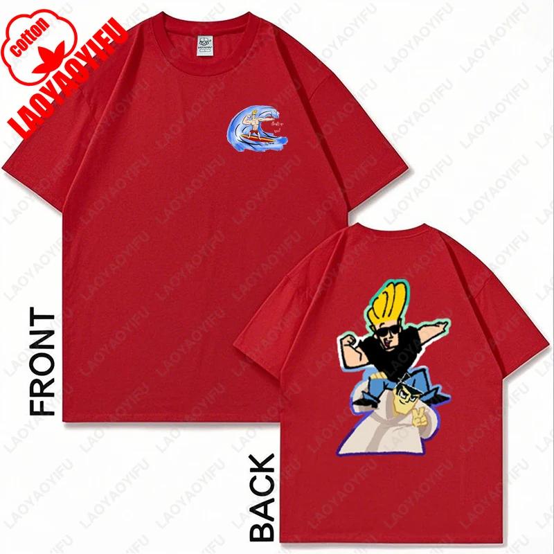 Johnny Bravo Cartoon Character Graphic TShirt Casual Cotton Unisex Women Fun Fashion Tees Brother Friend Couple All Match Gift Tops