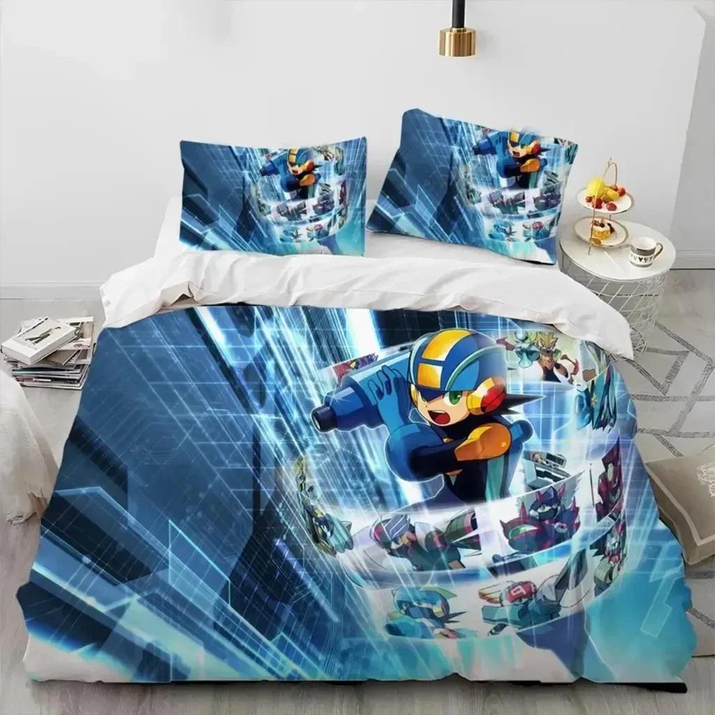 3D Rockman Megaman Spiel Cartoon Bettwäsche Set Bettbezug Laken Druck Bett Set Kissenbezug Full Queen King Size Bettdecke Schlafzimmer