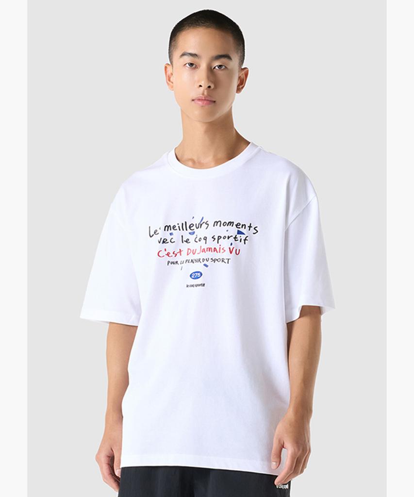 LECOQ X275C Unisex Lettering Short Sleeve T-Shirt - White (Qq323Xrs72)