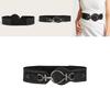 Fashion Solid Color Large Circular Buckle And Rivet Design Wide Waistband For Women