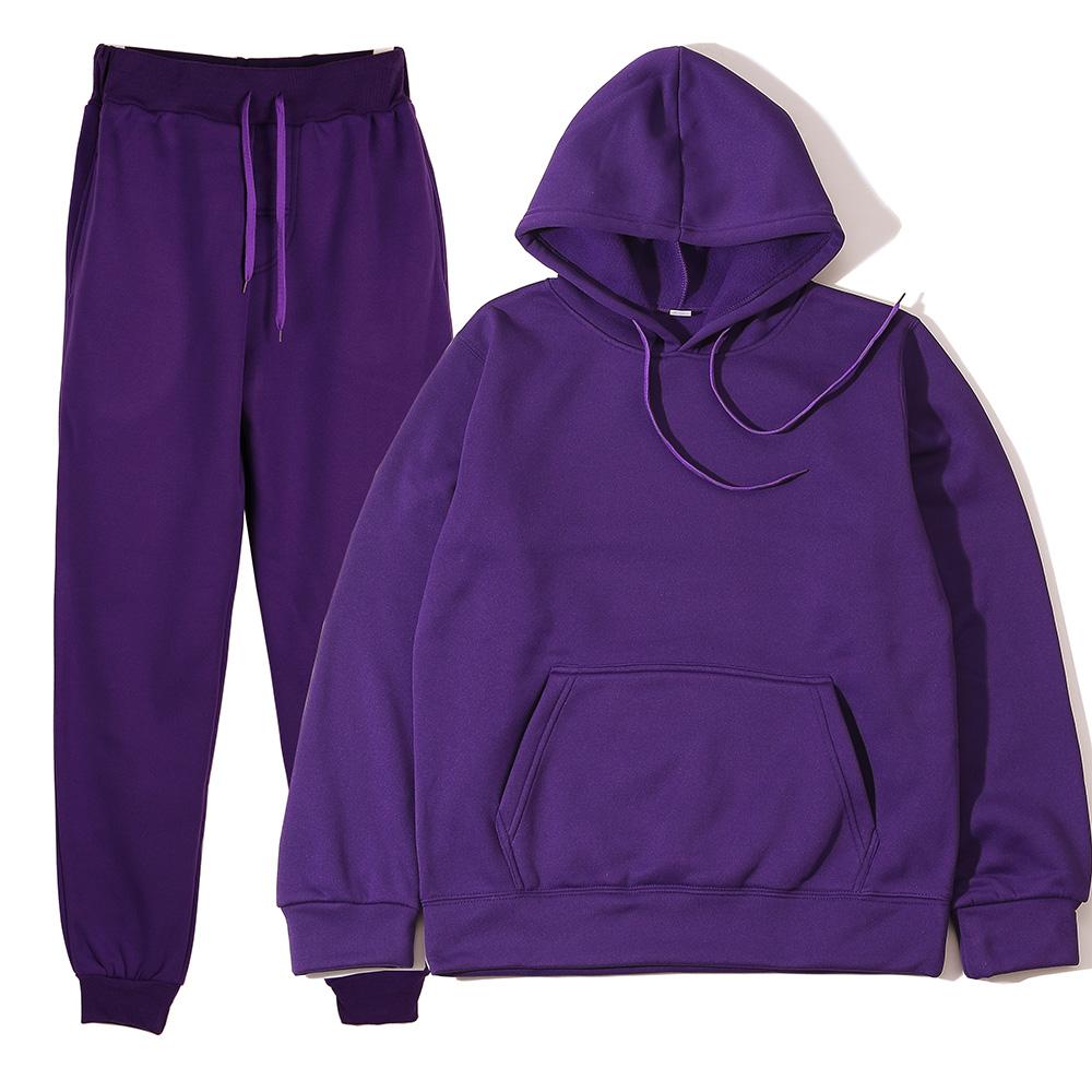 Felpa + Pantaloni Monocolore da Uomo per Primavera Autunno Set Due Pezzi Set Sportivo Casual Tuta da Ginnastica da Uomo