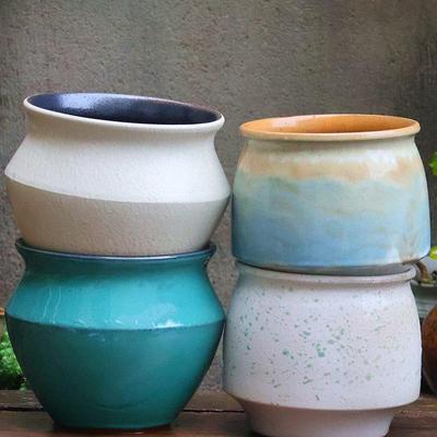 Nordic Style Handmade Wide Mouth Ceramic Flower Pot for Bougainvillea & Bird of Paradise