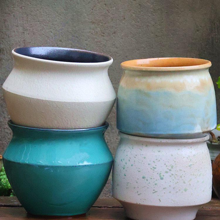 Nordic Style Handmade Wide Mouth Ceramic Flower Pot for Bougainvillea & Bird of Paradise