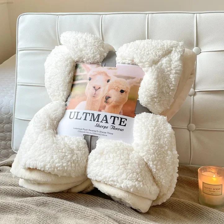 Fashion Best-selling Lamb Wool Blanket Solid Color Thickened Blanket Lunch Break Blankets Warm Bed Sheet Mantas De Cama Cobijas