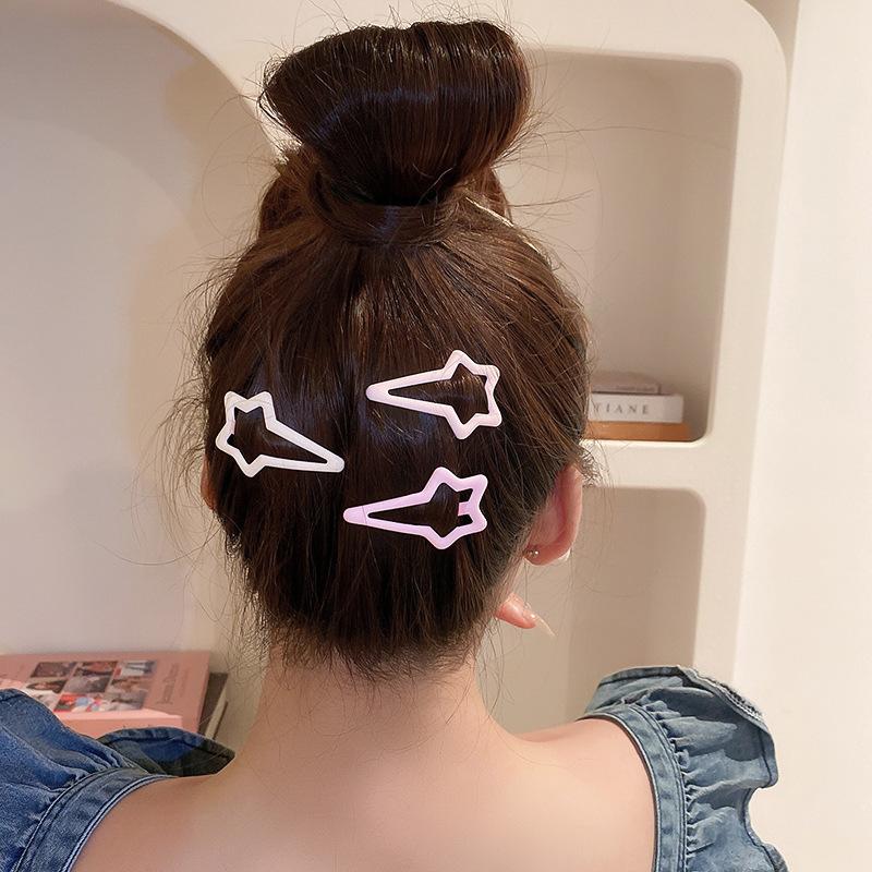 3 Piece Candy Color Hair Clip Set Star Heart Rectangle Snap Barrette for Women Y2K