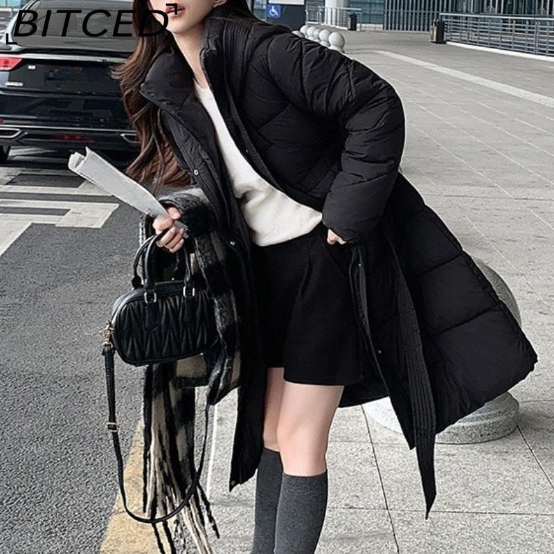 BITCED Women's Down-Filled Cotton Coat - Autumn/Winter Mid-Length, Elegant and Tailored, Knee-Length, Thickened Outerwear