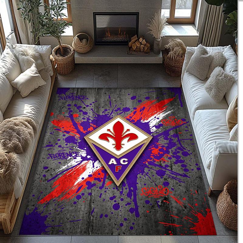 Fiorentina FC Soccer Football Pattern Soft Area Rug Non Slip Indoor Floor Carpet Sports Decor Mat for Bedroom