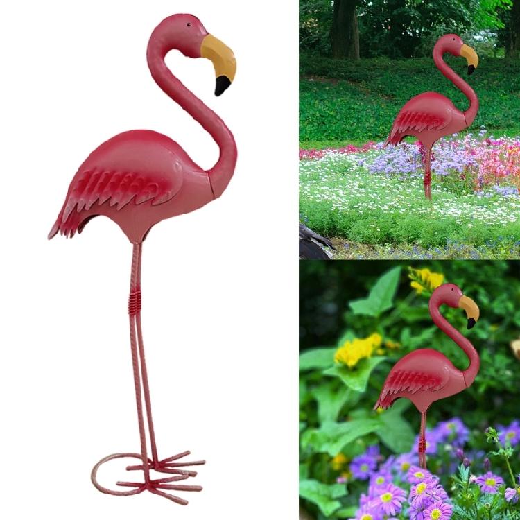 Weather Resistant Iron Flamingo Garden Sculpture Easy Relocate Design Suitable For Backyard Landscape Pool Area Styling
