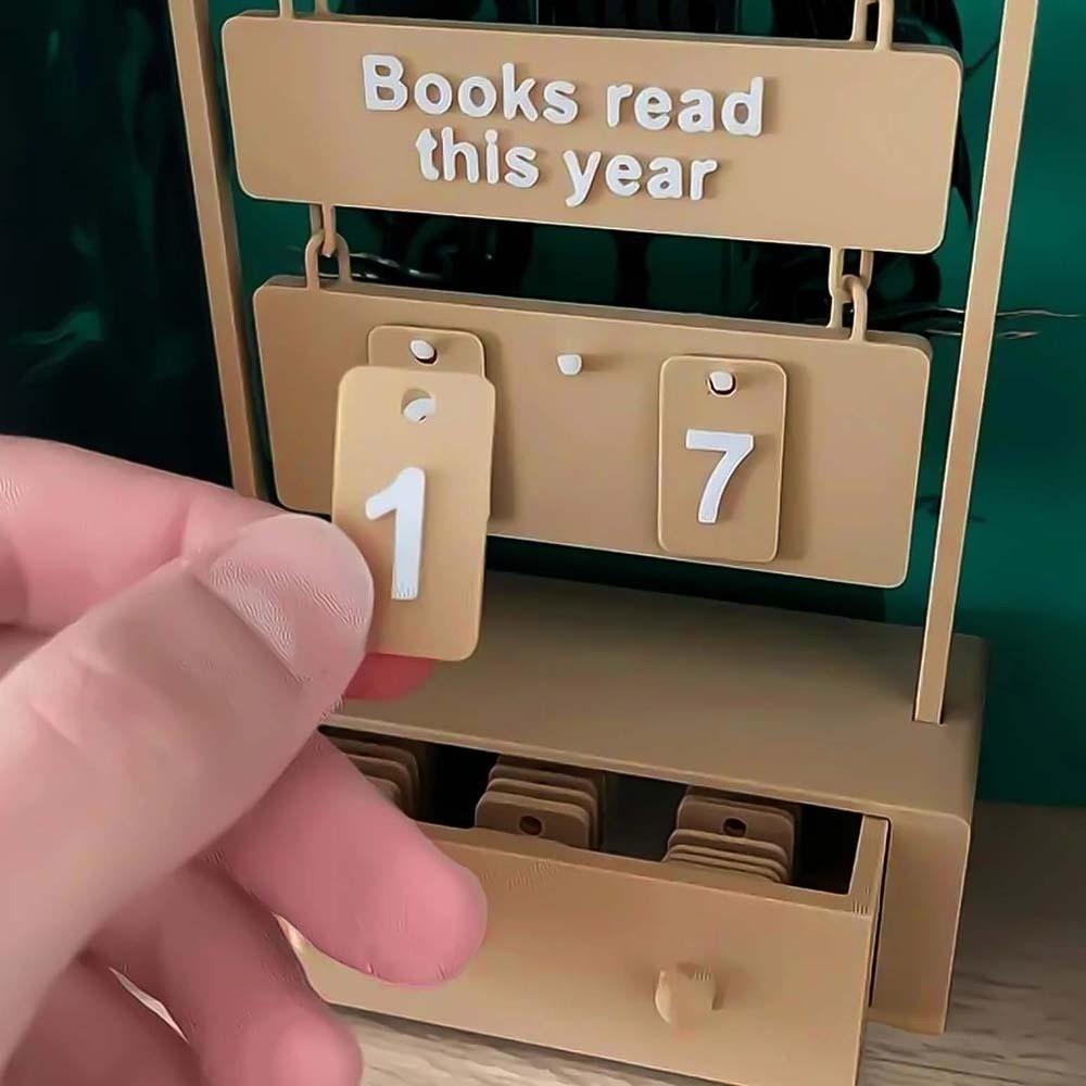 3D Book Read Counter with 30 Number Tags PLA This Year Book Tracker Record Memo Board Waterproof Hanging Reading Tracker