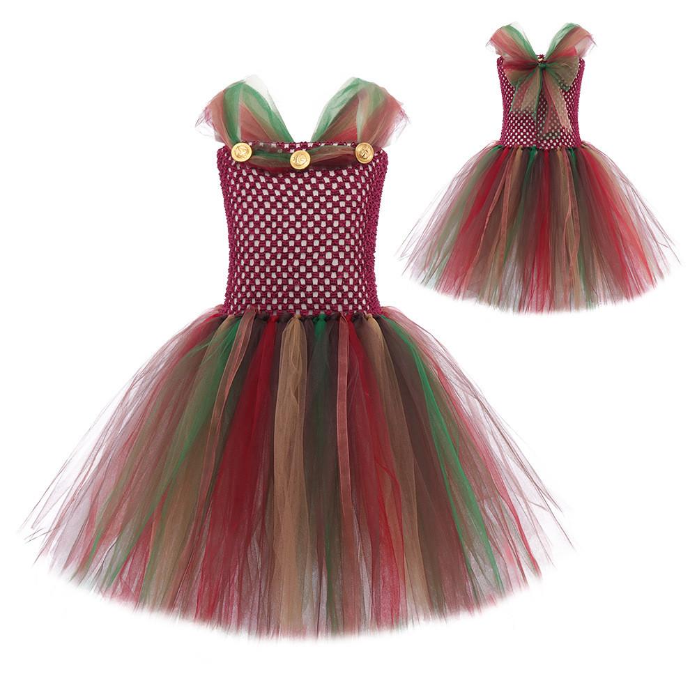 Forest Fairy Girl Costume Dress With Tulle Skirt Butterfly Wings Magic Wand For Toddler Girls