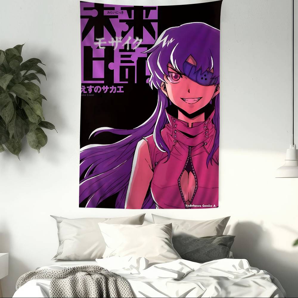Anime Figure Mirai Nikki The Future Diary Anime Tapestry Hippie Flower Wall Carpets Dorm Decor Cheap Hippie Wall Hanging