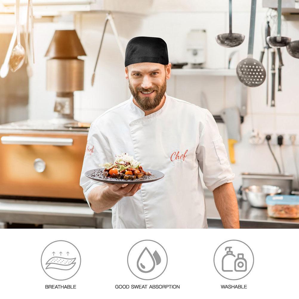 Chef Hat Turban Unisex Hats Black Caps Tie Work Kitchen for Men Cooking Wraps Skull Catering