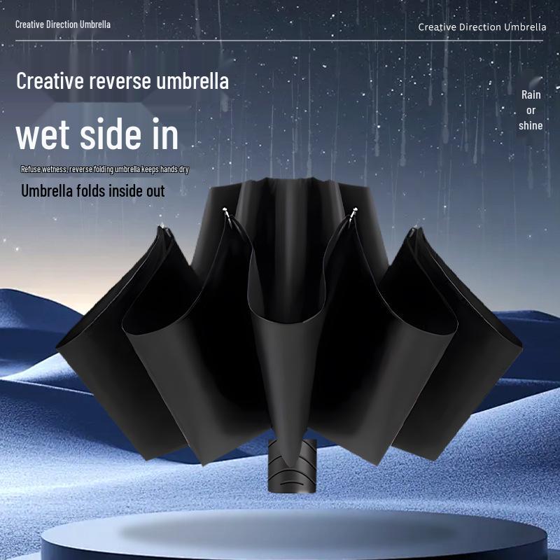 

Premium Black Folding Umbrella - Extra Large, Sun & Rain Dual-Use, Three-Fold Design
