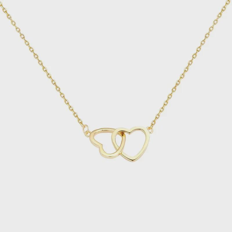 18K Gold Korean Love Double Ring Titanium Steel Necklace - Simple Luxury Clavicle Chain for Women
