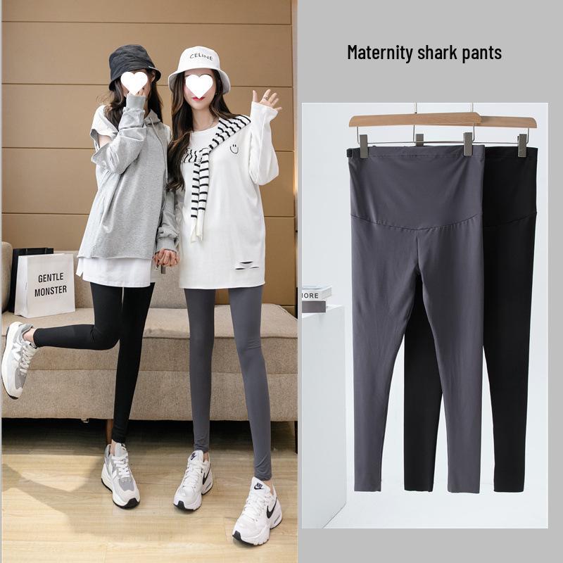 High Elasticity Shark Skin Maternity Leggings - Versatile, Skin-Friendly Spring & Fall Outerwear for Trendy Moms