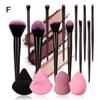 12Pcs Professional Makeup Brush Set Soft Synthetic Hair Brushes With Powder Puff For Foundation Powder Eyeshadow Travel Tools