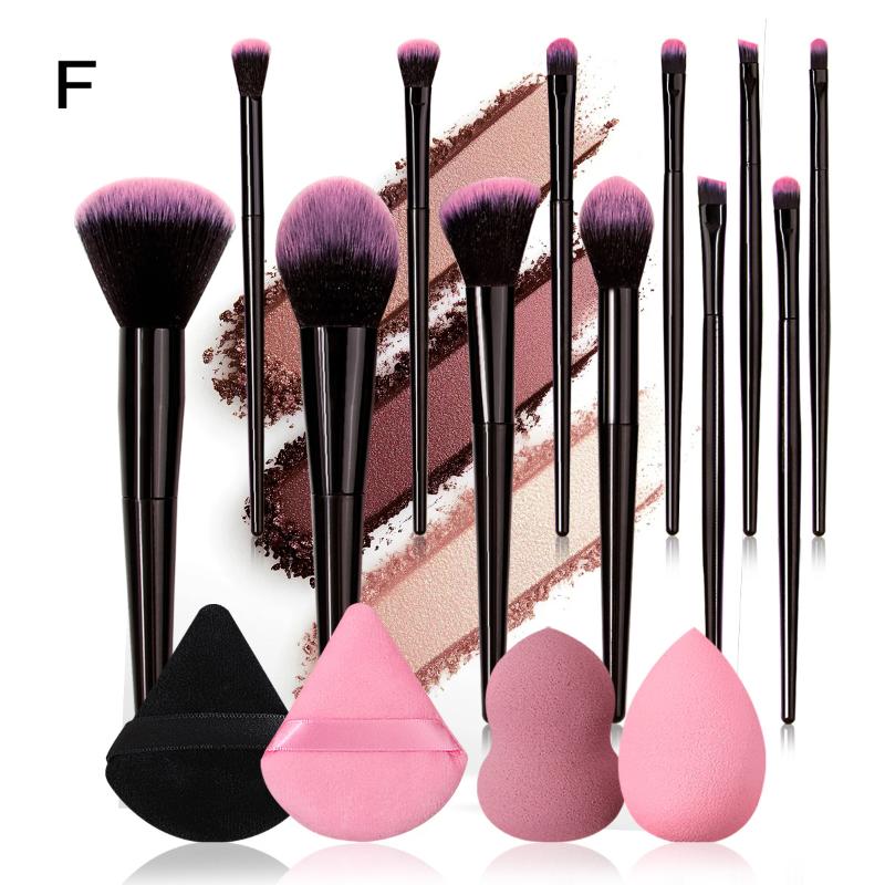

12Pcs Professional Makeup Brush Set Soft Synthetic Hair Brushes With Powder Puff For Foundation Powder Eyeshadow Travel Tools