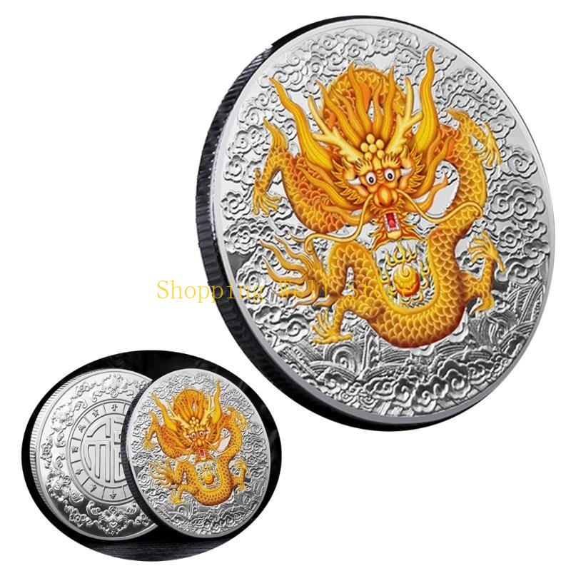 KX4B 2025 Chinese New Year Collectible for Dragon Year Souvenir Plated Coin Metal Lucky Ornament