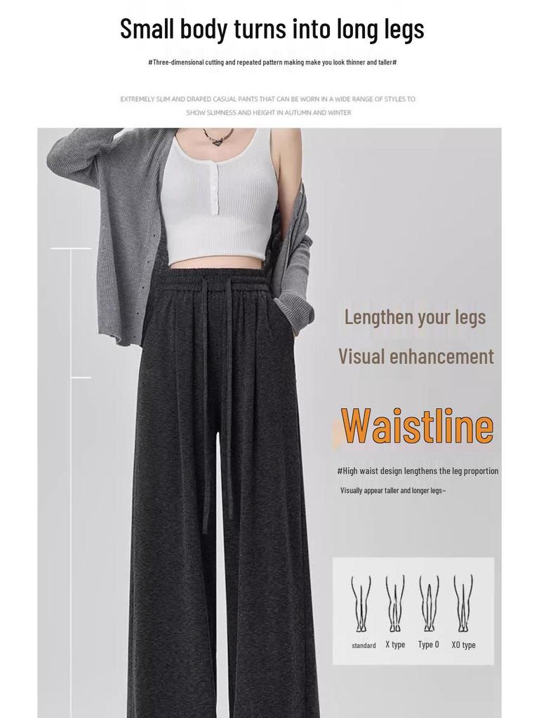Women’s 2025 High Waist Loose Drape Glutinous Rice Pants - Casual Slimming Straight Leg for Spring and Autumn