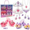 Princess Dress-Up Toy Set With Crystal Shoes,Necklace,Earrings,And Jewelry Box For Kids - Idea For Birthday Parties And Playtime