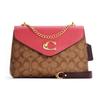 Tammie Shoulder C-labeled Classic Presbyopic Flip Chain Leather Shoulder Crossbody Bag Medium Women's Pink and Brown