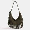 Böhmischer Stil Frosted Quasten-Tragetasche, Große Kapazität Achseltasche, Knödeltasche, Vielseitige Lässige Umhängetasche, Crossbody-Tasche