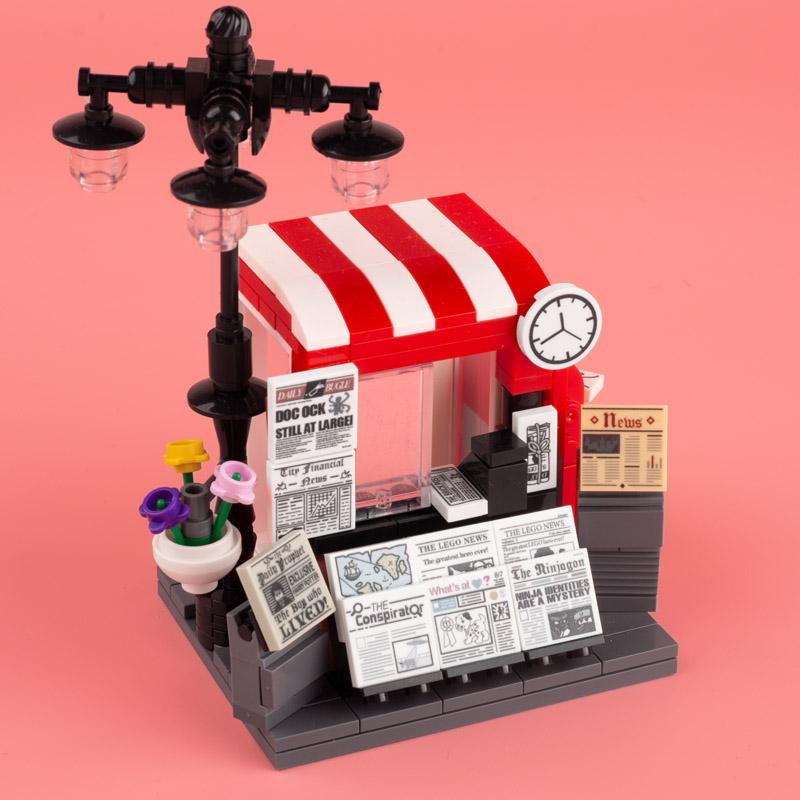 MOC Bricks Accessories City Supermarket Shop Store Building Blocks Street View Drink Food Vegetable Food Dessert Blocks Printed