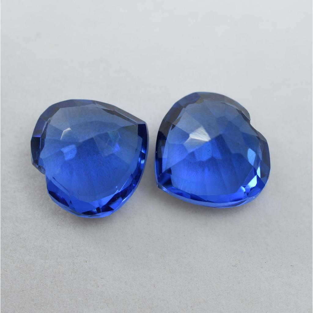 18.89 Ct Natural Flawless Blue Tanzanite Heart Cut Loose Gemstone Pair