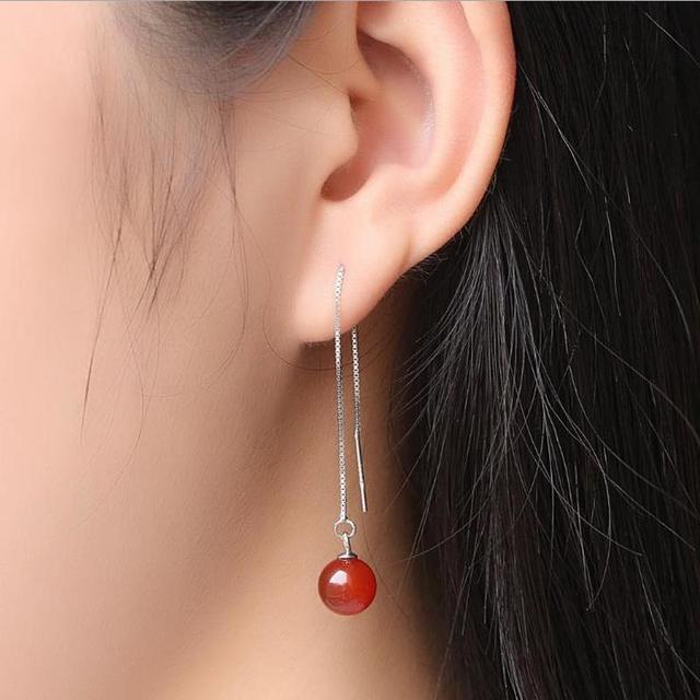 

Качественные серьги из стерлингового серебра 925 пробы, аксессуары для девочек, модные длинные серьги с жемчугом и черной кисточкой для женщин, ювелирные изделия красный