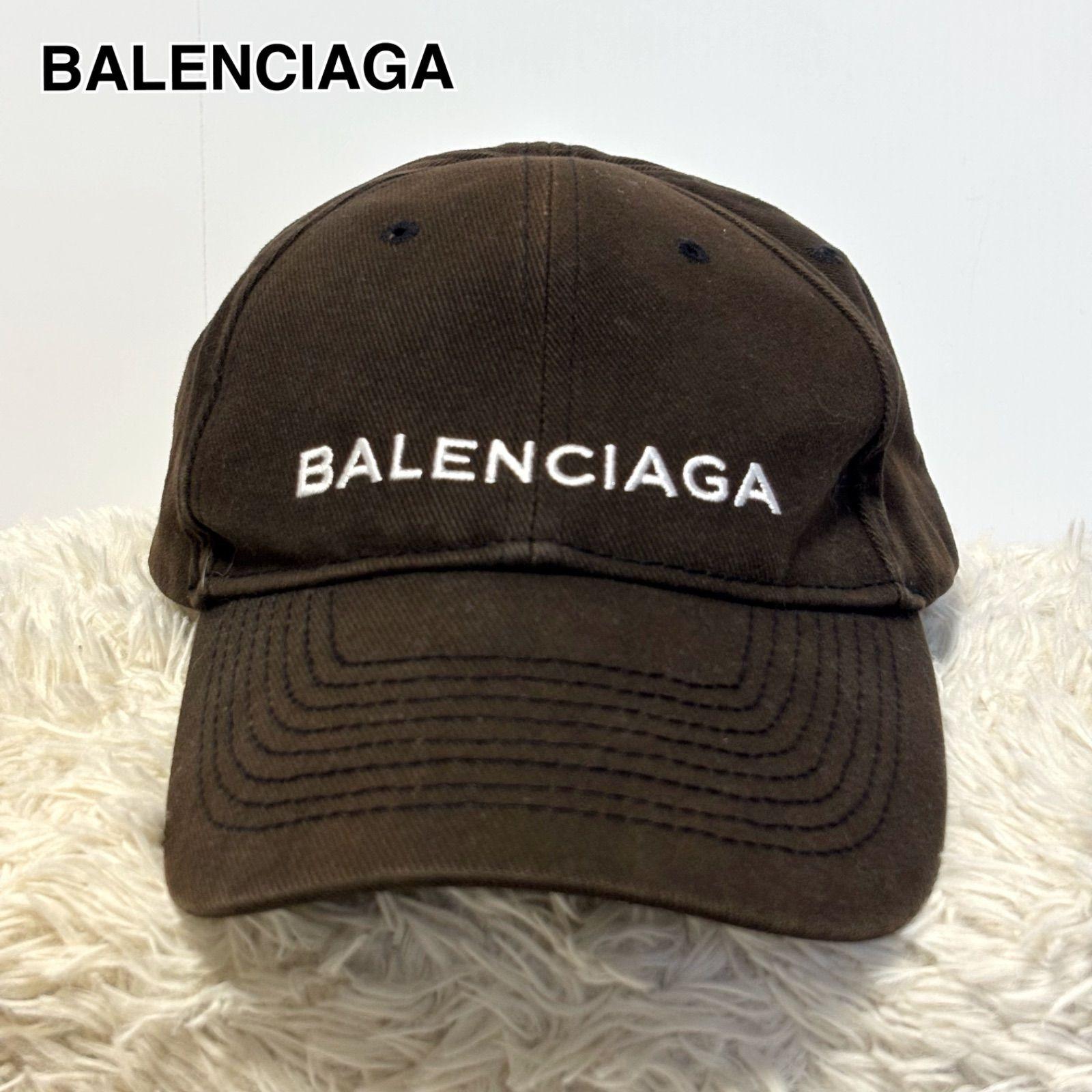 Used BALENCIAGA Cotton Cap Hat Baseball Cap 6 Panel Velcro Dark Brown L 59cm Men s Women s Unisex Logo Embroidery Archetype Casual Street