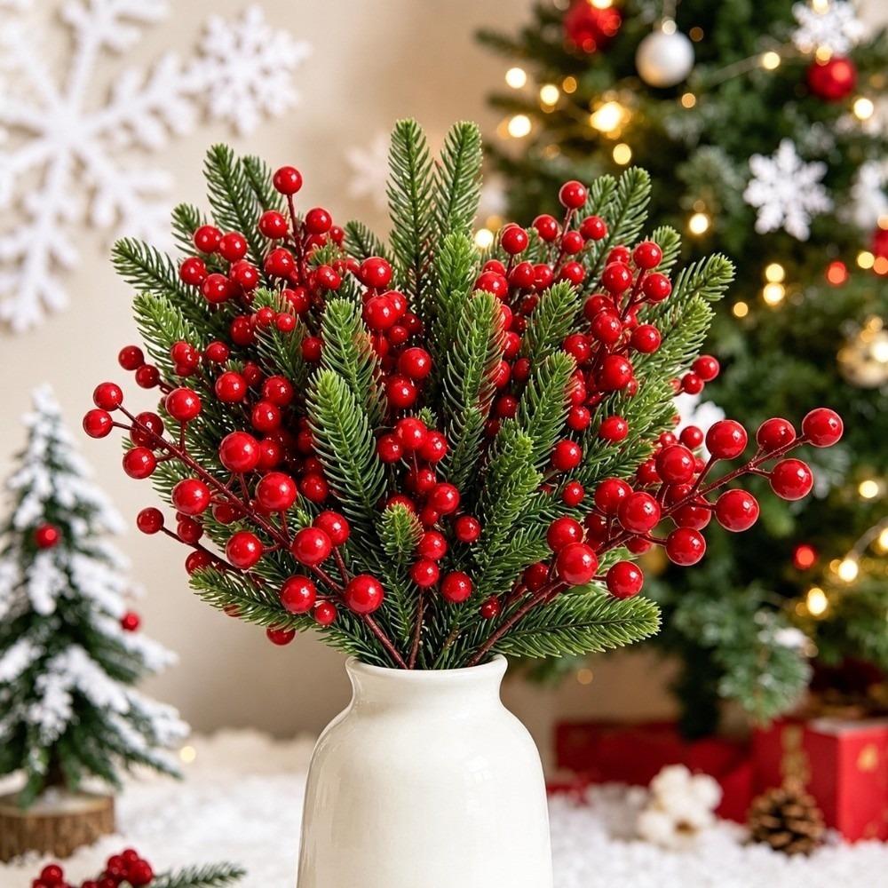 10Pcs Plastic Material Artificial Christmas Picks Fake Pine Sprigs Christmas Season