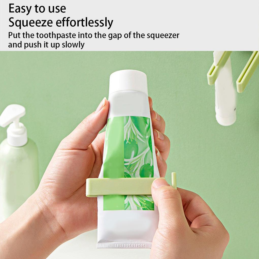 2-in-1 Toothpaste Holder Wall Facial Tubing Cream Squeezer Self Adhesive Detachable Household Extraction Dispenser Rack