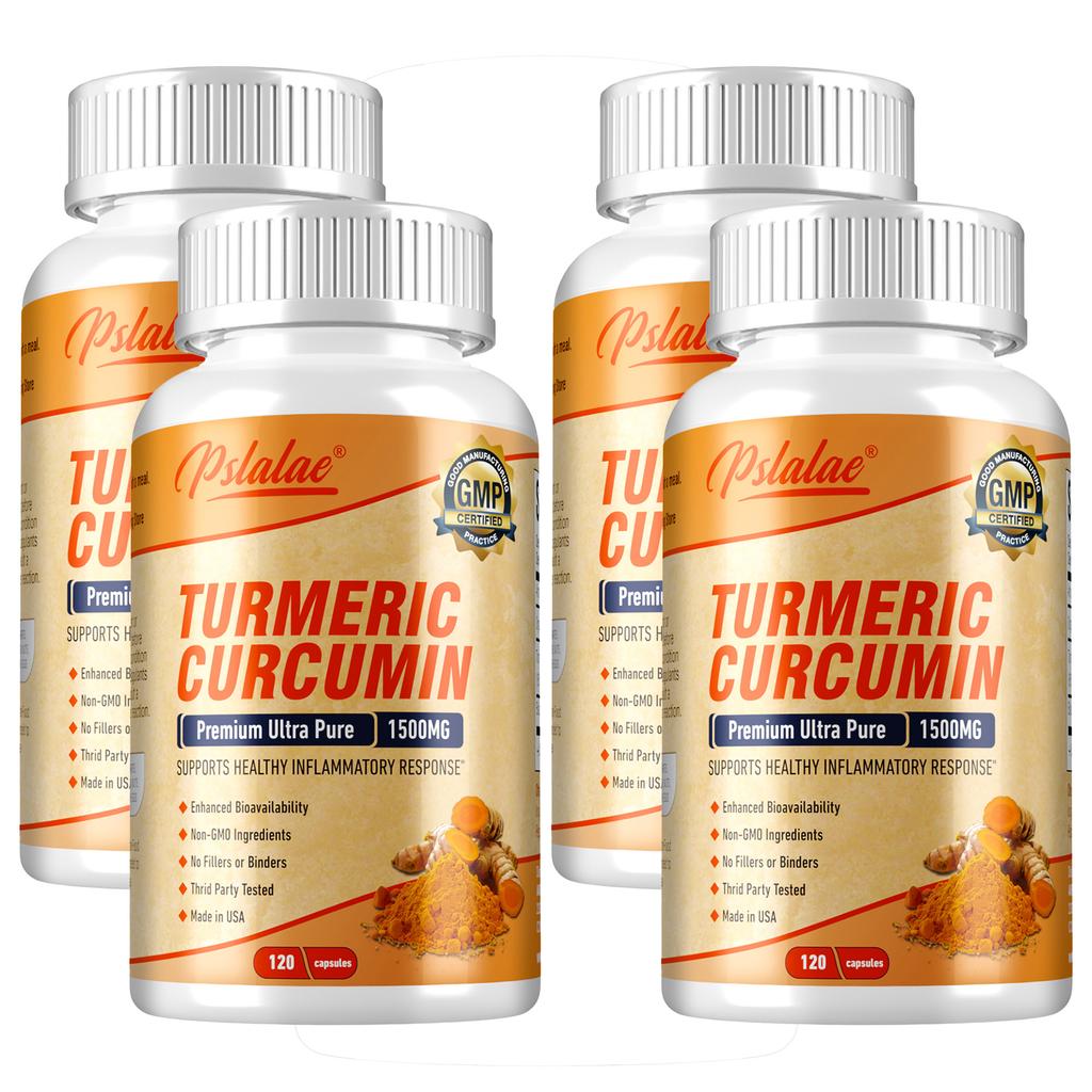 Pslalae Premium Ultra-Pure Curcumin Capsules, 1500mg, Enhanced with Black Pepper Fruit Extract, Joint Support, Suitable for Men and Women