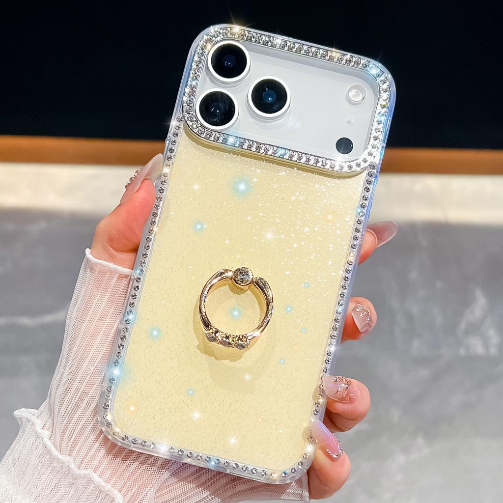 Star Transparent Glitter Powder Suitable for IPhone17Air Phone Case Apple 16 Ring Bracket 15 Diamond Mounted Anti Fall Cover