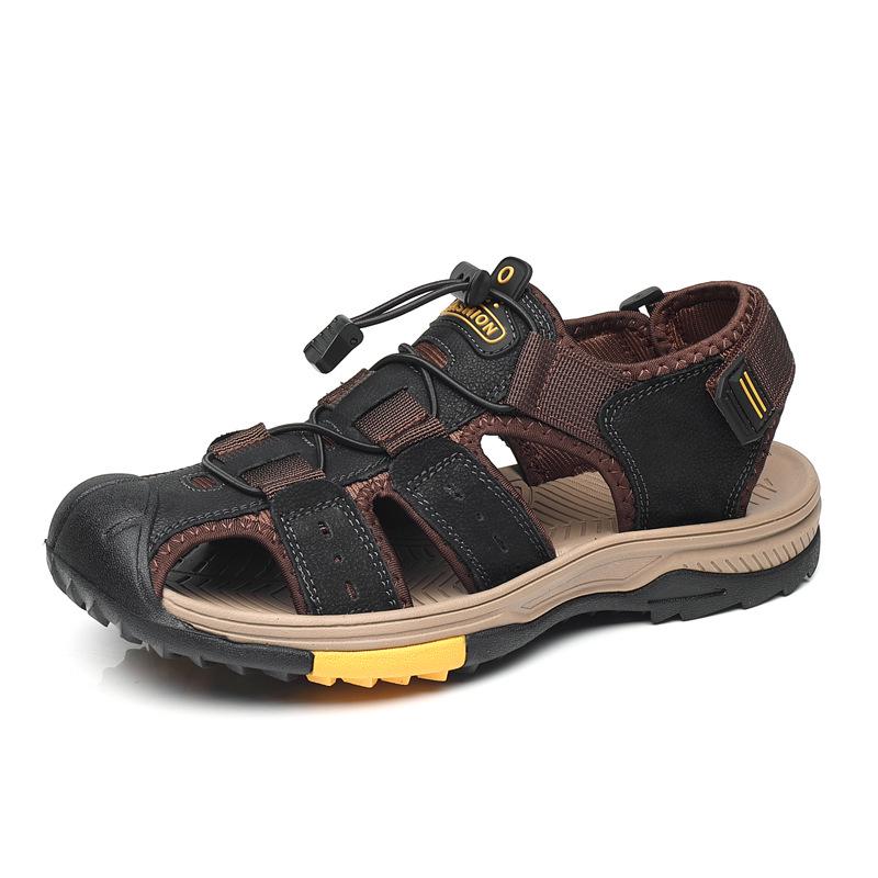 Men s Closed Toe Cowhide Sandals - Large Size, Handmade Beach  Casual Outdoor Shoes for Summer 41