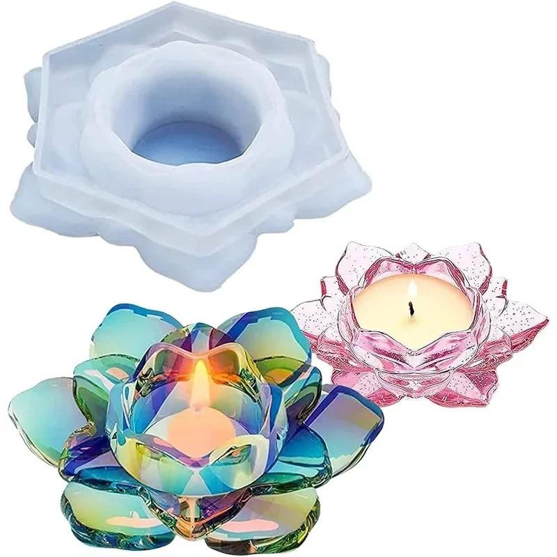 1pcs DIY Crystal Dropper Mold Candle Silicone Mold Lotus Candle Holder Insulation Lotus Resin Mold Epoxy Resin Silicone Mold