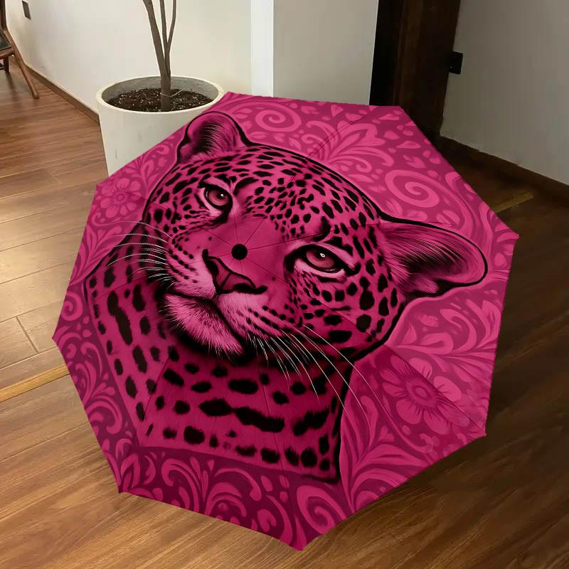1PC leopard pattern Automatic Open/Close Umbrella Compact Folding Umbrella with 8-Rib Shaft lightweight esign, Fashion Lovers1241A