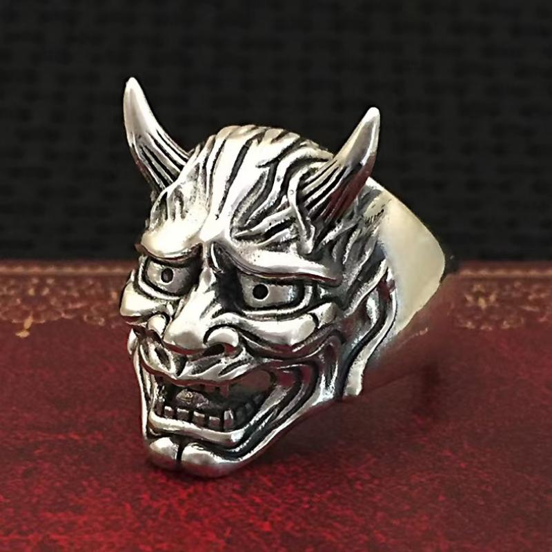 

Trendy Fashion Hip-hop Black Warrior Hannya Mask Ring Men s Versatile Jewelry one size(US size 6-13)