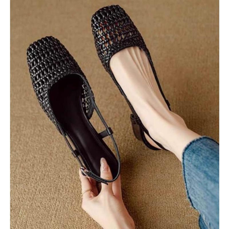 Fashion New Versatile Solid Color Summer Sandals Women's Pointed Toe Shoes Covered Toe Shoes Fashion Hollow High Heels Women's Sandals