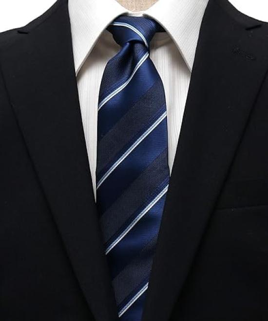 [Aoki] Washable Necktie - Supports Businessmen and Job Seekers - Available in Various Colors - Navy Stripe - Free Size