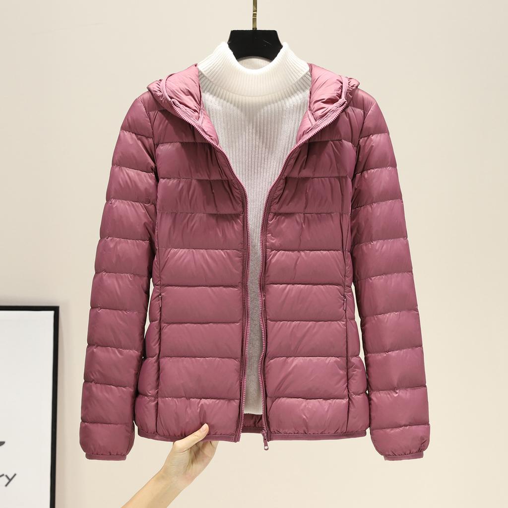 High-end light and thin down jacket women's new light and short white duck down fashionable winter hooded jacket