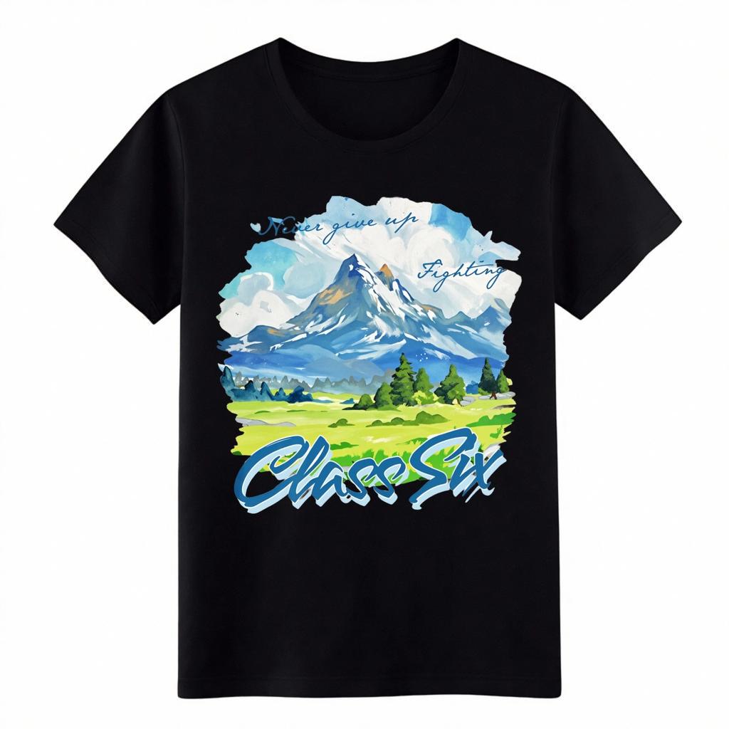 Vintage Mountain Class Six T-Shirt Inspirational Quote Casual Cotton Student Tee
