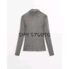 MD Spring New Arrival Women's American Basic Style Semi See-through Turtleneck Long Sleeves Knitting Bottoming Shirt T-shirt 6806524