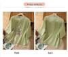 Women's Ethnic Embroidered Chinese Style Cotton-Linen Shirt with Frog Buttons and Seven Sleeves