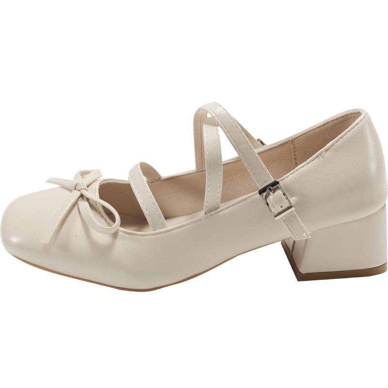 Silver French square head thick high heel light mouth single shoes women's summer 2025 new soft sole with skirt ballet Mary Jane shoes