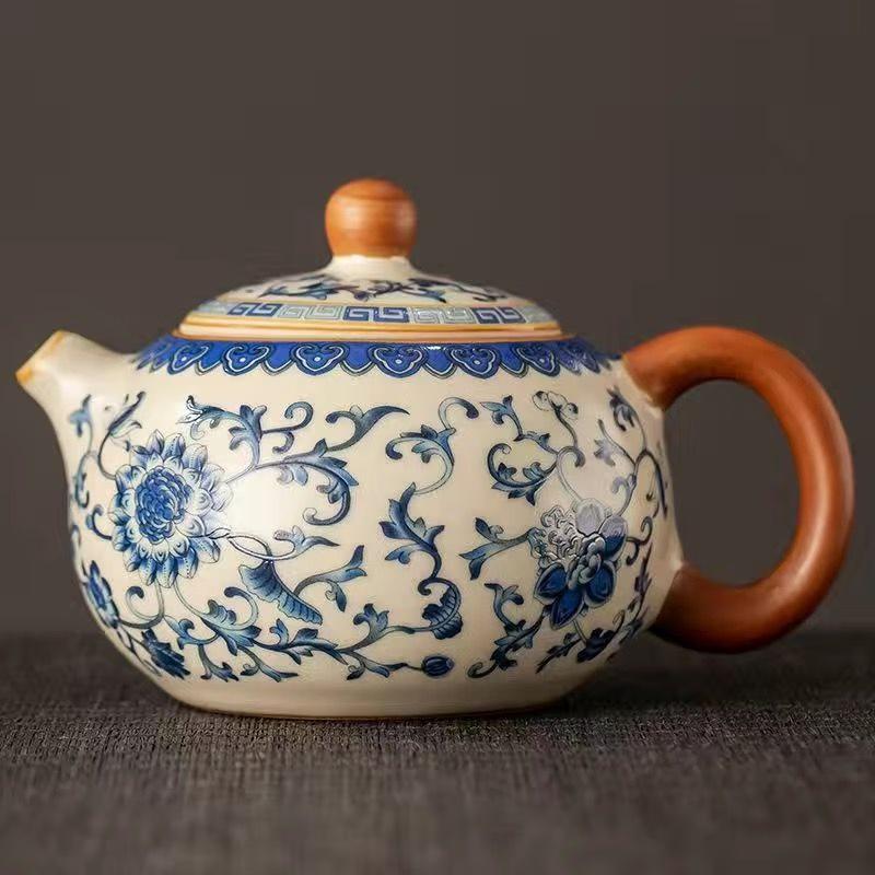 Ru Kiln Flourishing Flower Ceramic Tea Set